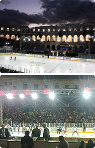 Erste Bank Eishockey-Liga in der antiken Arena von Pula